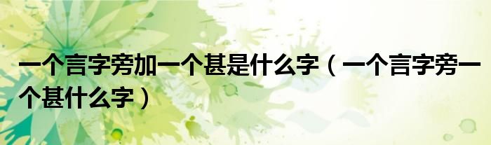 一個言字旁加一個甚是什么字（一個言字旁一個甚什么字）