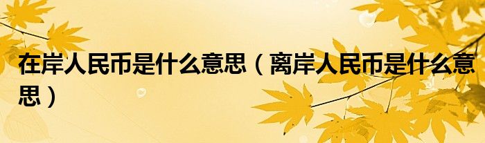 在岸人民幣是什么意思（離岸人民幣是什么意思）