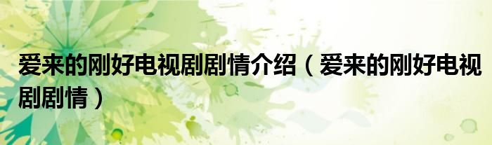 愛來的剛好電視劇劇情介紹（愛來的剛好電視劇劇情）