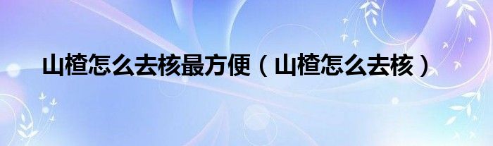 山楂怎么去核最方便（山楂怎么去核）