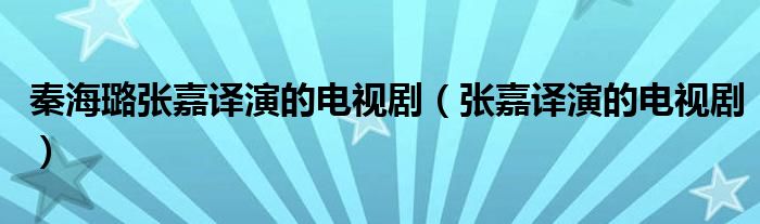 秦海璐張嘉譯演的電視?。◤埣巫g演的電視劇）