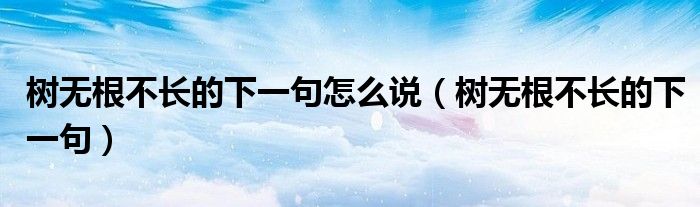 樹無根不長(zhǎng)的下一句怎么說（樹無根不長(zhǎng)的下一句）