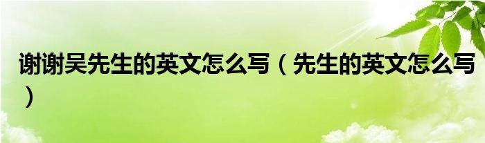 謝謝吳先生的英文怎么寫（先生的英文怎么寫）