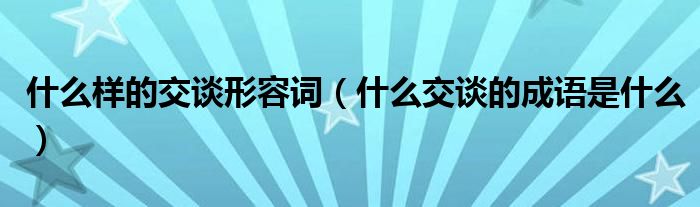 什么樣的交談形容詞（什么交談的成語是什么）