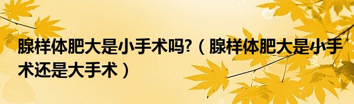 腺樣體肥大是小手術(shù)嗎?（腺樣體肥大是小手術(shù)還是大手術(shù)）