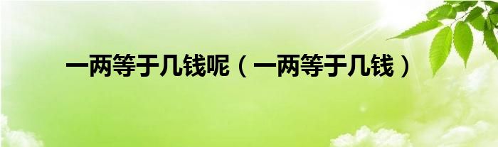 一兩等于幾錢呢（一兩等于幾錢）