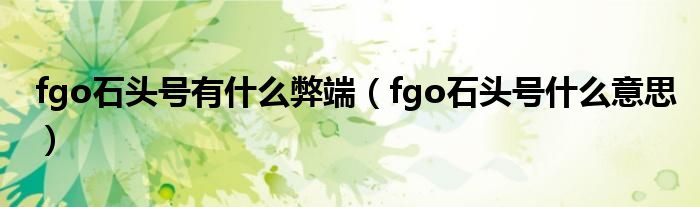 fgo石頭號有什么弊端（fgo石頭號什么意思）