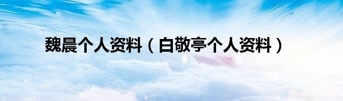魏晨個人資料（白敬亭個人資料）