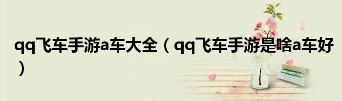qq飛車手游a車大全（qq飛車手游是啥a車好）