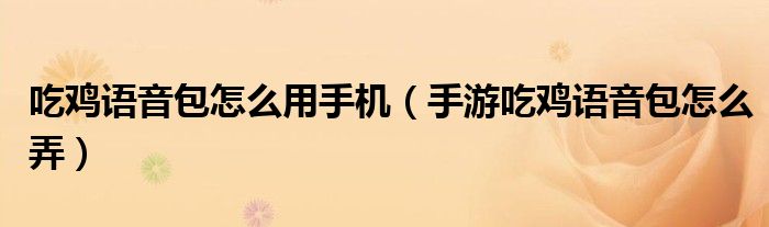 吃雞語(yǔ)音包怎么用手機(jī)（手游吃雞語(yǔ)音包怎么弄）
