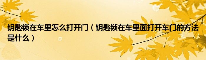 鑰匙鎖在車?yán)镌趺创蜷_門（鑰匙鎖在車?yán)锩娲蜷_車門的方法是什么）