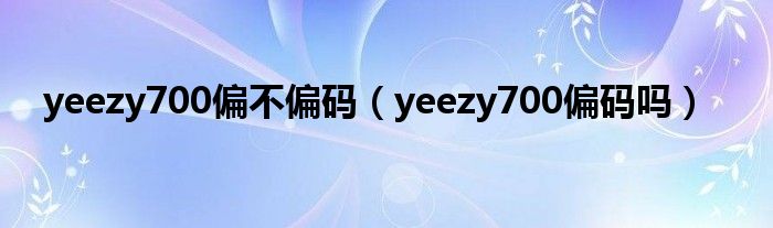yeezy700偏不偏碼（yeezy700偏碼嗎）