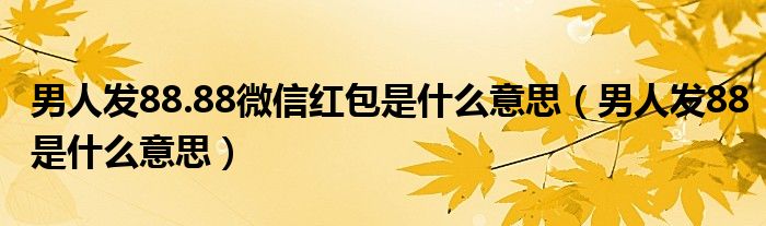 男人發(fā)88.88微信紅包是什么意思（男人發(fā)88是什么意思）
