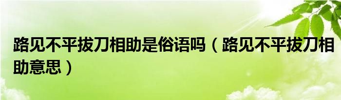 路見不平拔刀相助是俗語嗎（路見不平拔刀相助意思）