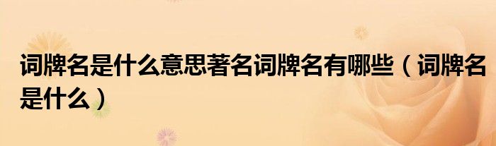 詞牌名是什么意思著名詞牌名有哪些（詞牌名是什么）