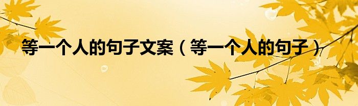 等一個(gè)人的句子文案（等一個(gè)人的句子）