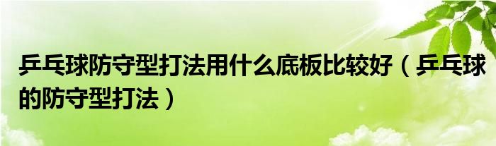 乒乓球防守型打法用什么底板比較好（乒乓球的防守型打法）