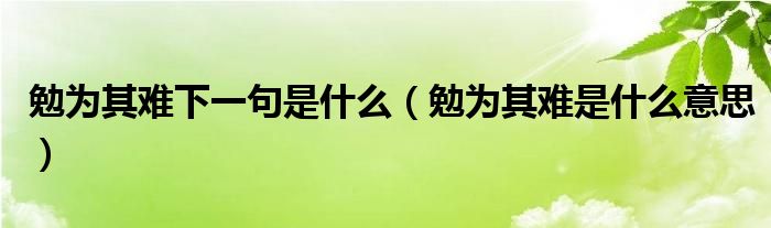 勉為其難下一句是什么（勉為其難是什么意思）