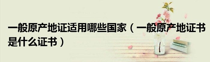 一般原產(chǎn)地證適用哪些國(guó)家（一般原產(chǎn)地證書是什么證書）