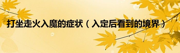 打坐走火入魔的癥狀（入定后看到的境界）