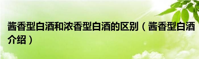 醬香型白酒和濃香型白酒的區(qū)別（醬香型白酒介紹）