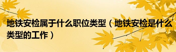 地鐵安檢屬于什么職位類型（地鐵安檢是什么類型的工作）