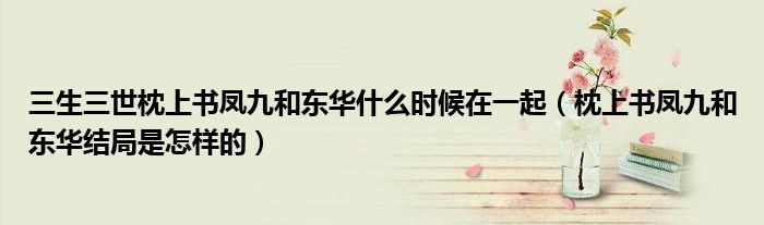 三生三世枕上書鳳九和東華什么時候在一起（枕上書鳳九和東華結(jié)局是怎樣的）