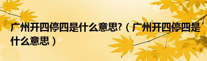廣州開四停四是什么意思?（廣州開四停四是什么意思）