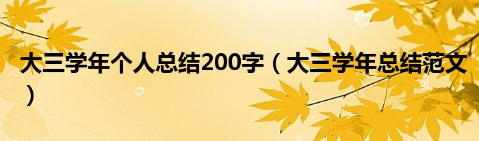 大三學(xué)年個(gè)人總結(jié)200字（大三學(xué)年總結(jié)范文）