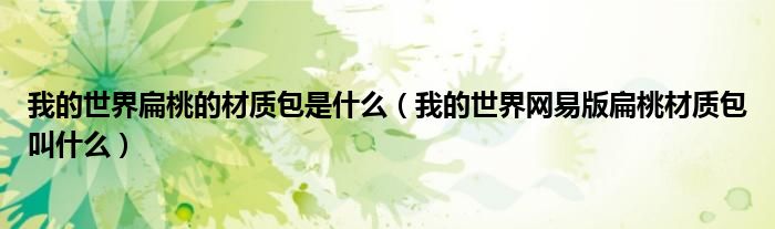 我的世界扁桃的材質(zhì)包是什么（我的世界網(wǎng)易版扁桃材質(zhì)包叫什么）