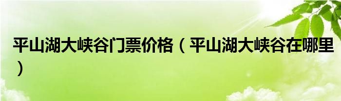 平山湖大峽谷門(mén)票價(jià)格（平山湖大峽谷在哪里）