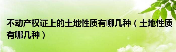 不動產(chǎn)權證上的土地性質(zhì)有哪幾種（土地性質(zhì)有哪幾種）