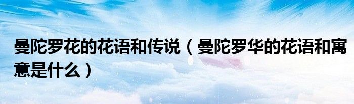 曼陀羅花的花語和傳說（曼陀羅華的花語和寓意是什么）