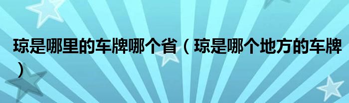 瓊是哪里的車牌哪個?。ō偸悄膫€地方的車牌）