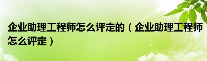 企業(yè)助理工程師怎么評(píng)定的（企業(yè)助理工程師怎么評(píng)定）