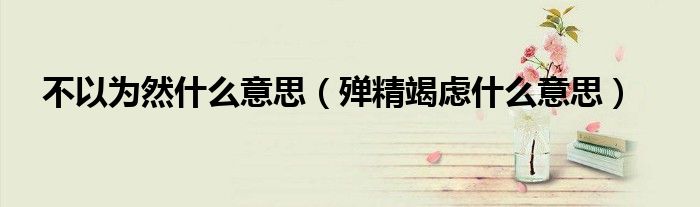 不以為然什么意思（殫精竭慮什么意思）