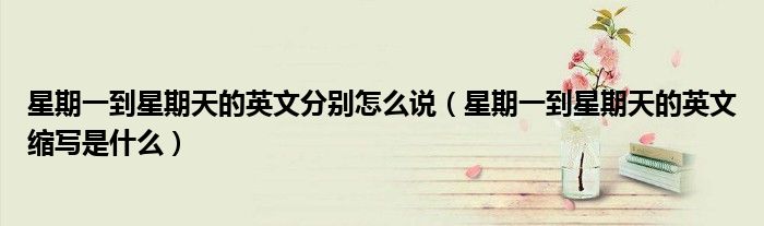 星期一到星期天的英文分別怎么說（星期一到星期天的英文縮寫是什么）