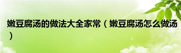 嫩豆腐湯的做法大全家常（嫩豆腐湯怎么做湯）