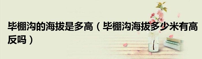 畢棚溝的海拔是多高（畢棚溝海拔多少米有高反嗎）