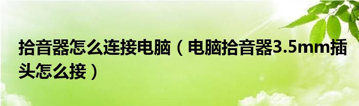 拾音器怎么連接電腦（電腦拾音器3.5mm插頭怎么接）