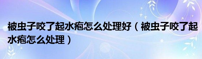 被蟲(chóng)子咬了起水皰怎么處理好（被蟲(chóng)子咬了起水皰怎么處理）