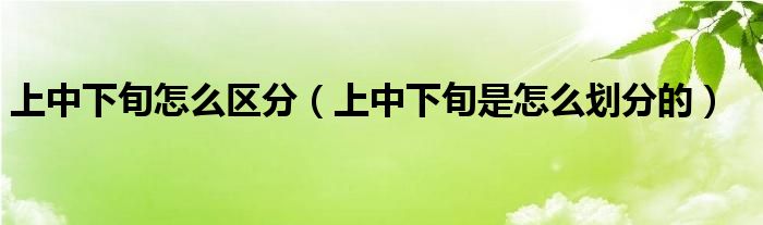 上中下旬怎么區(qū)分（上中下旬是怎么劃分的）