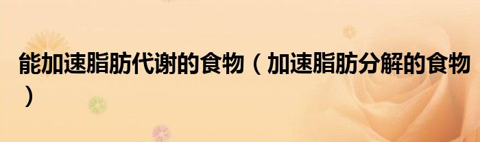 能加速脂肪代謝的食物（加速脂肪分解的食物）