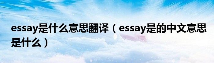 essay是什么意思翻譯（essay是的中文意思是什么）
