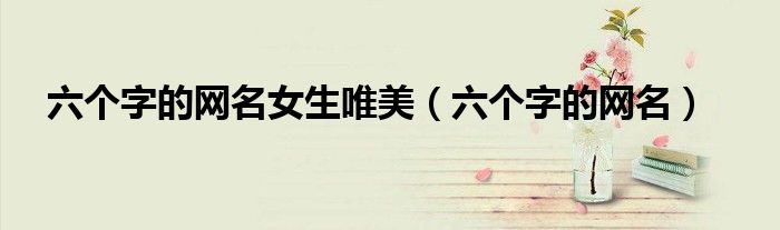 六個(gè)字的網(wǎng)名女生唯美（六個(gè)字的網(wǎng)名）