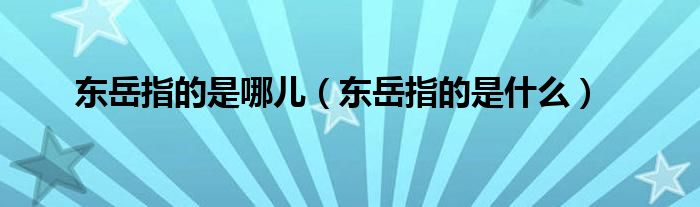 東岳指的是哪兒（東岳指的是什么）