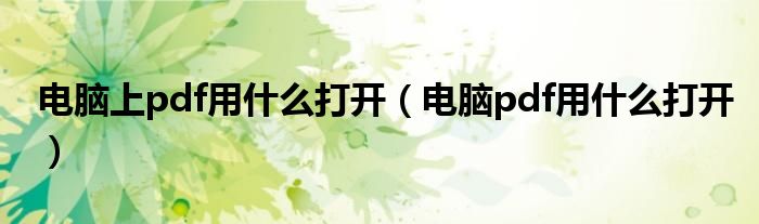 電腦上pdf用什么打開（電腦pdf用什么打開）