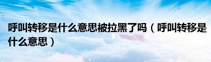 呼叫轉(zhuǎn)移是什么意思被拉黑了嗎（呼叫轉(zhuǎn)移是什么意思）