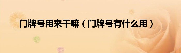 門牌號用來干嘛（門牌號有什么用）