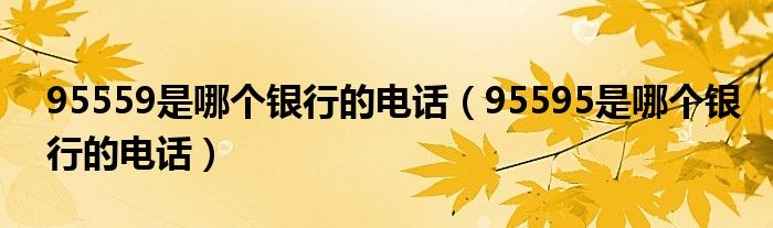 95559是哪個銀行的電話（95595是哪個銀行的電話）